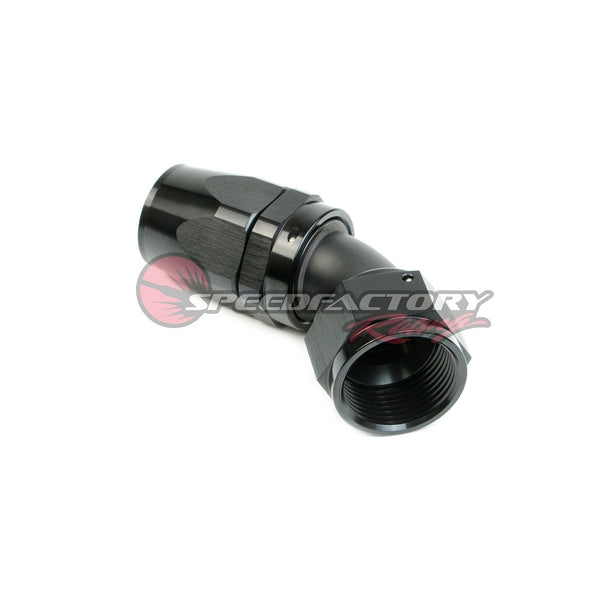 SpeedFactory Racing -10 AN Black Anodized Hose End Fitting - 45 Degree